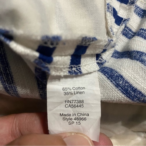 J Crew Blue White Striped Nautical Pleated Linen Cotton Shorts - Picture 6 of 6